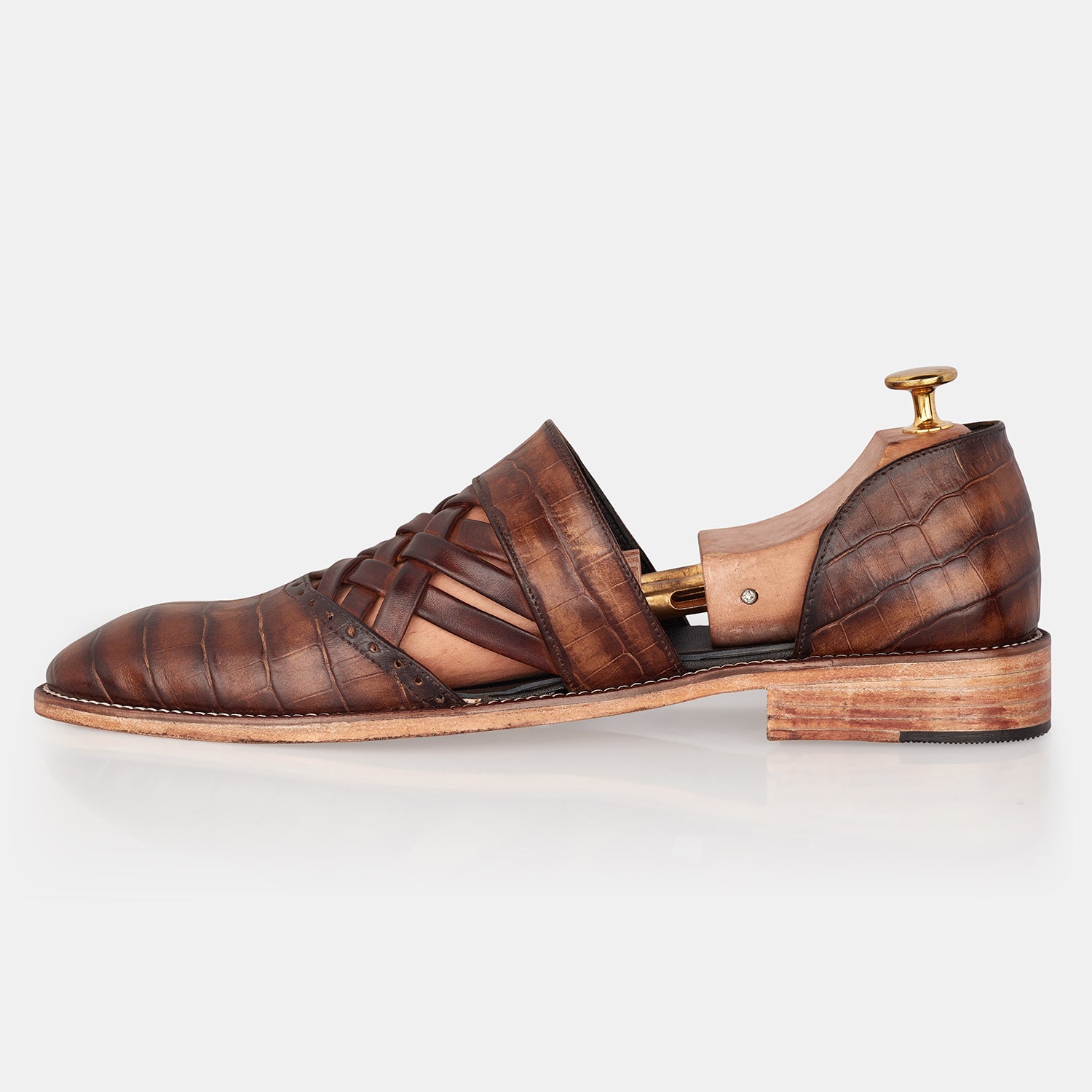 Brown Crocodile Woad Oak D Marriage Shoes