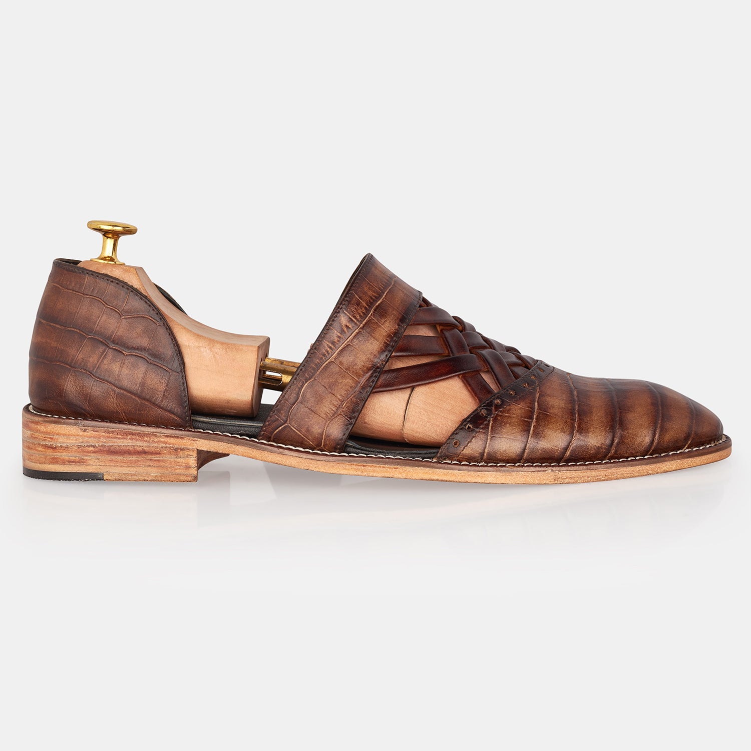Brown Crocodile Woad Oak D Marriage Shoes