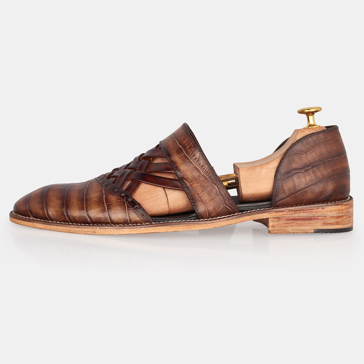 Brown Crocodile Woad Oak D Marriage Shoes