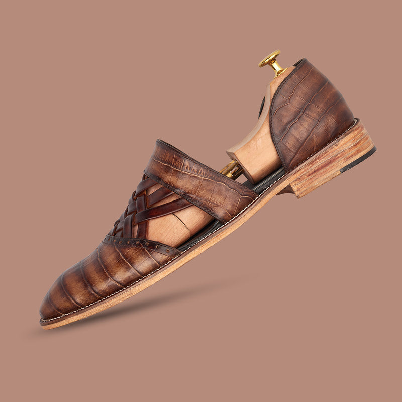 Brown Crocodile Woad Oak D Marriage Shoes