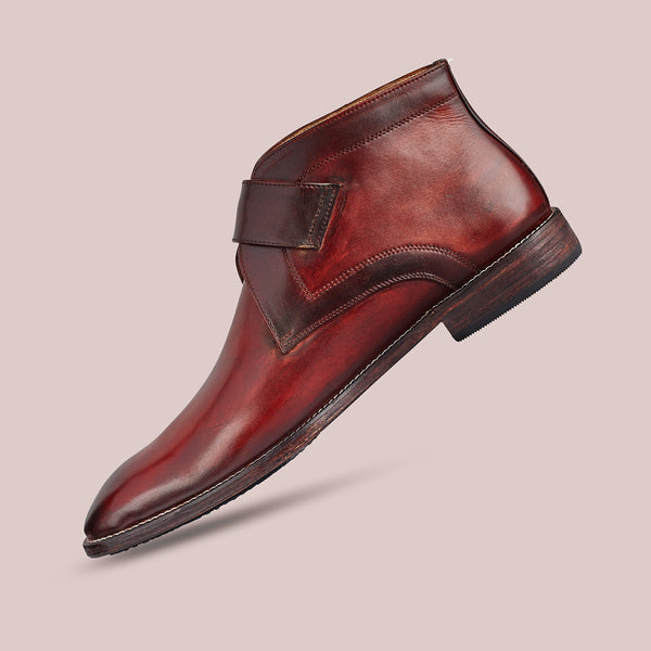 Red Brown Charles Single Monk Boots