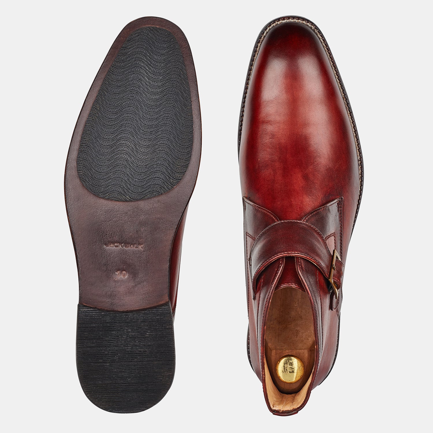 Red Brown Charles Single Monk Boots