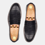 Black Valeria Crocodile Loafers