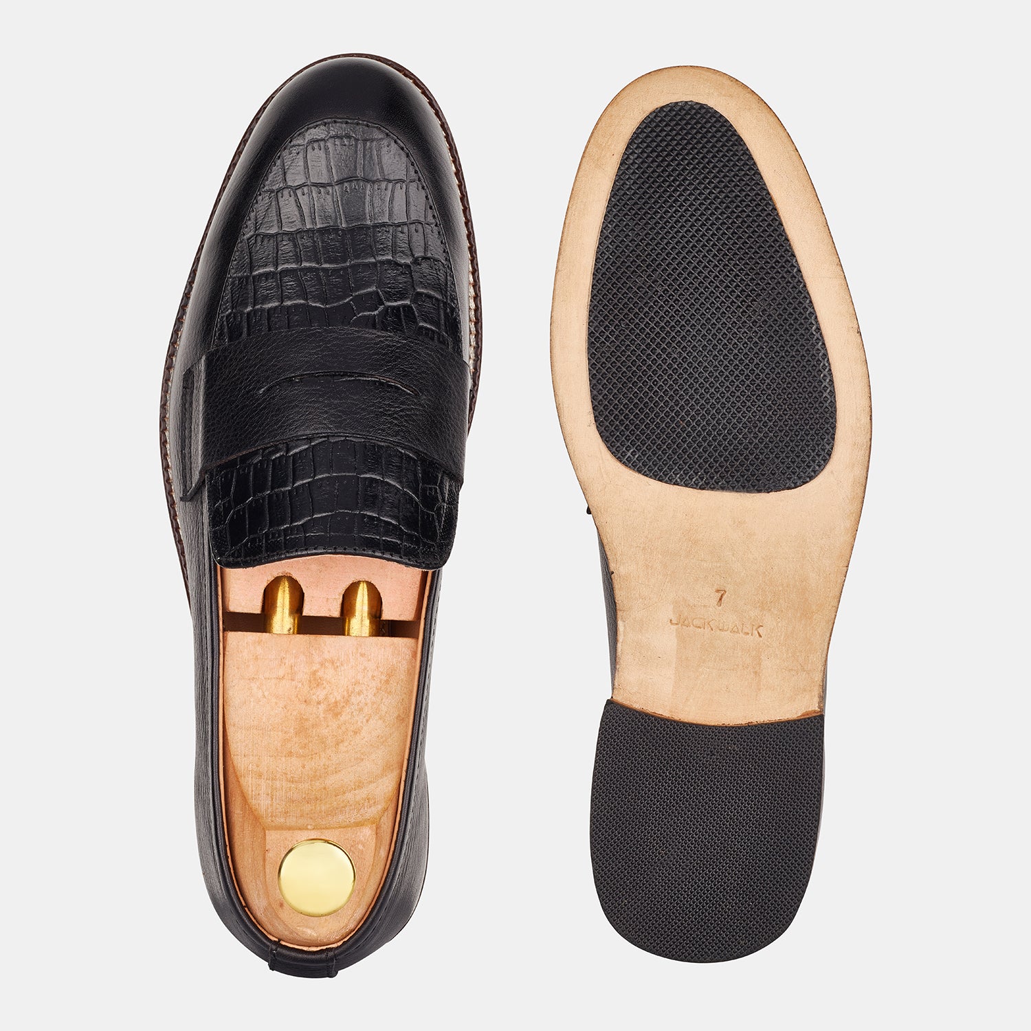 Black Valeria Crocodile Loafers