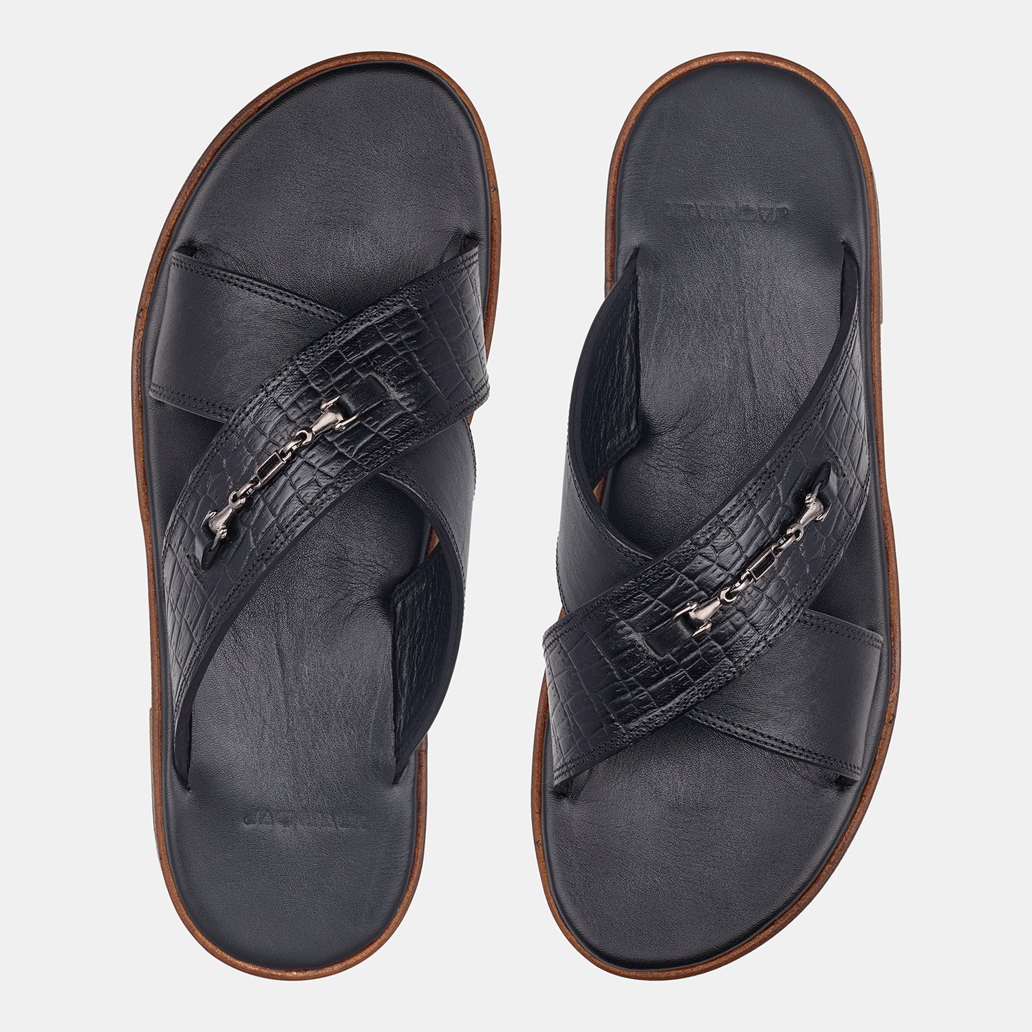 Black Matthew Jackson Croc Slippers