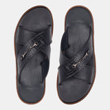 Black Matthew Jackson Croc Slippers