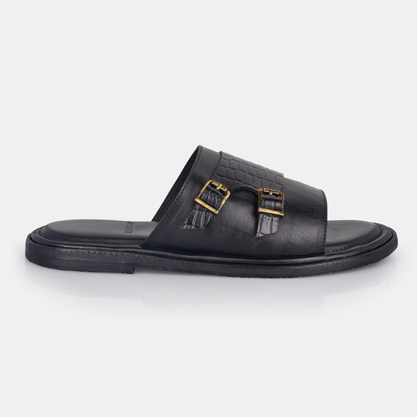 Black Daiz Croc Slipper