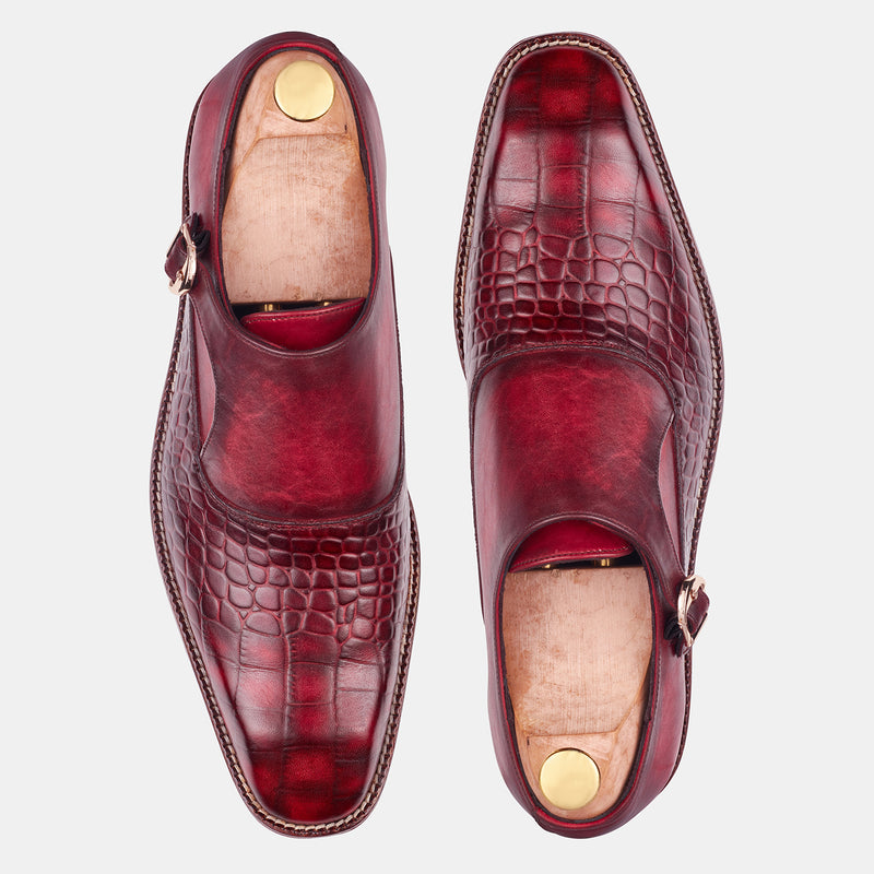 Red Crocodile Albert Monk Strap