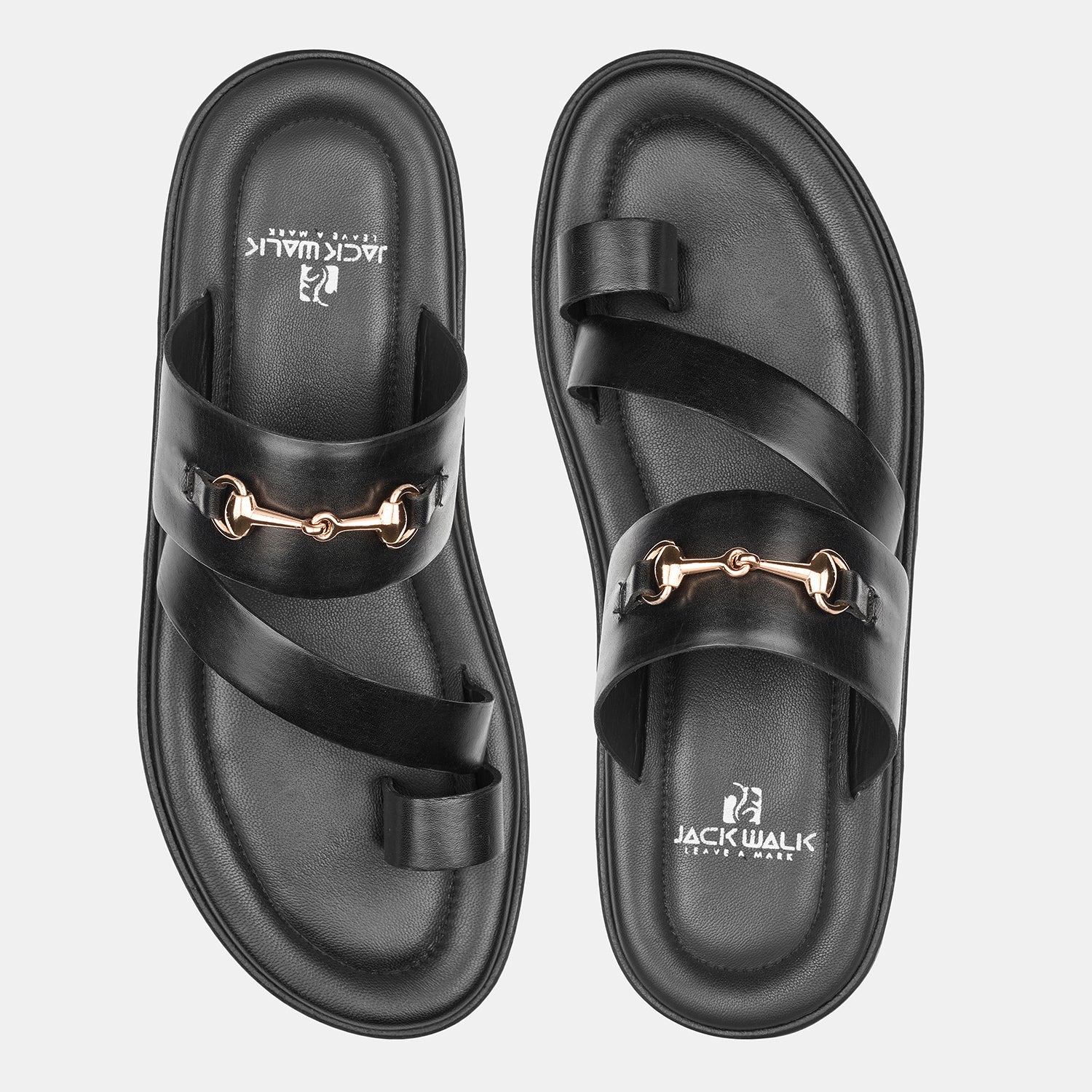 Black Running With Buckle Slipper