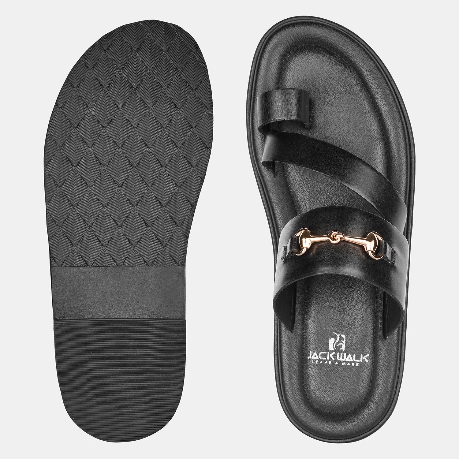 Black Running With Buckle Slipper