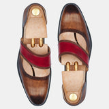 Red And Brown Woad Oak Marriage Function Shoes