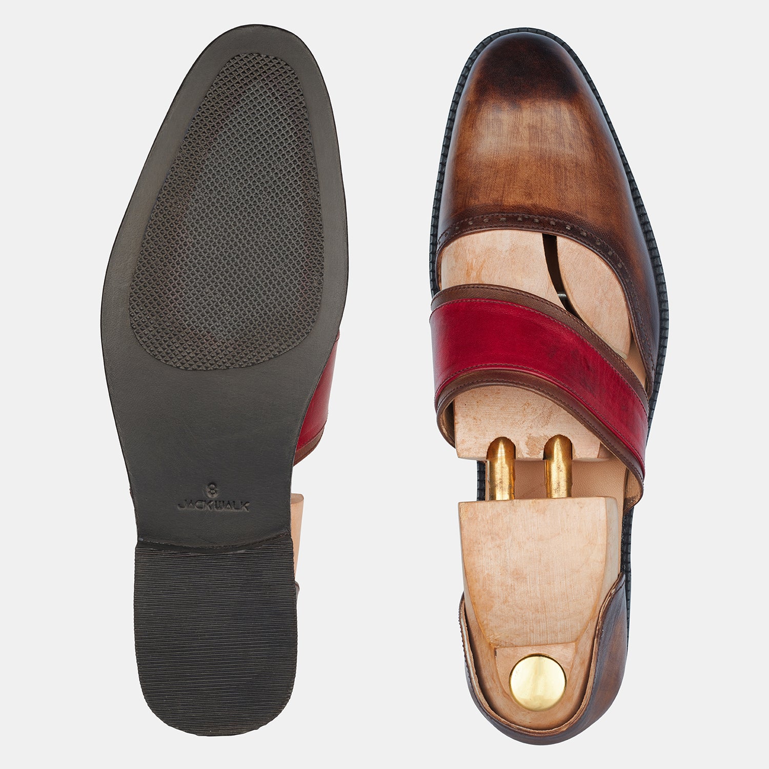 Red And Brown Woad Oak Marriage Function Shoes