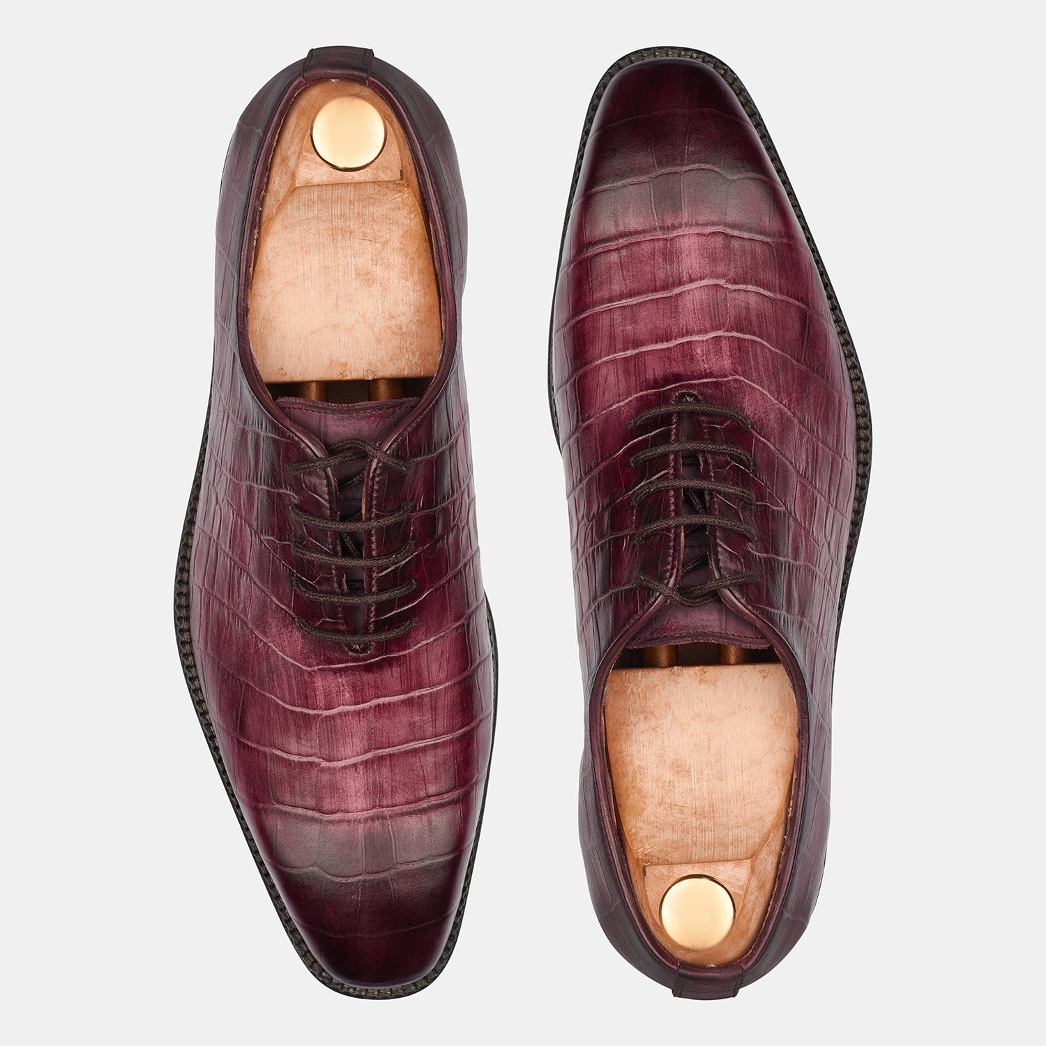 Burgundy Daniel Party Wear Crocodile Shoes