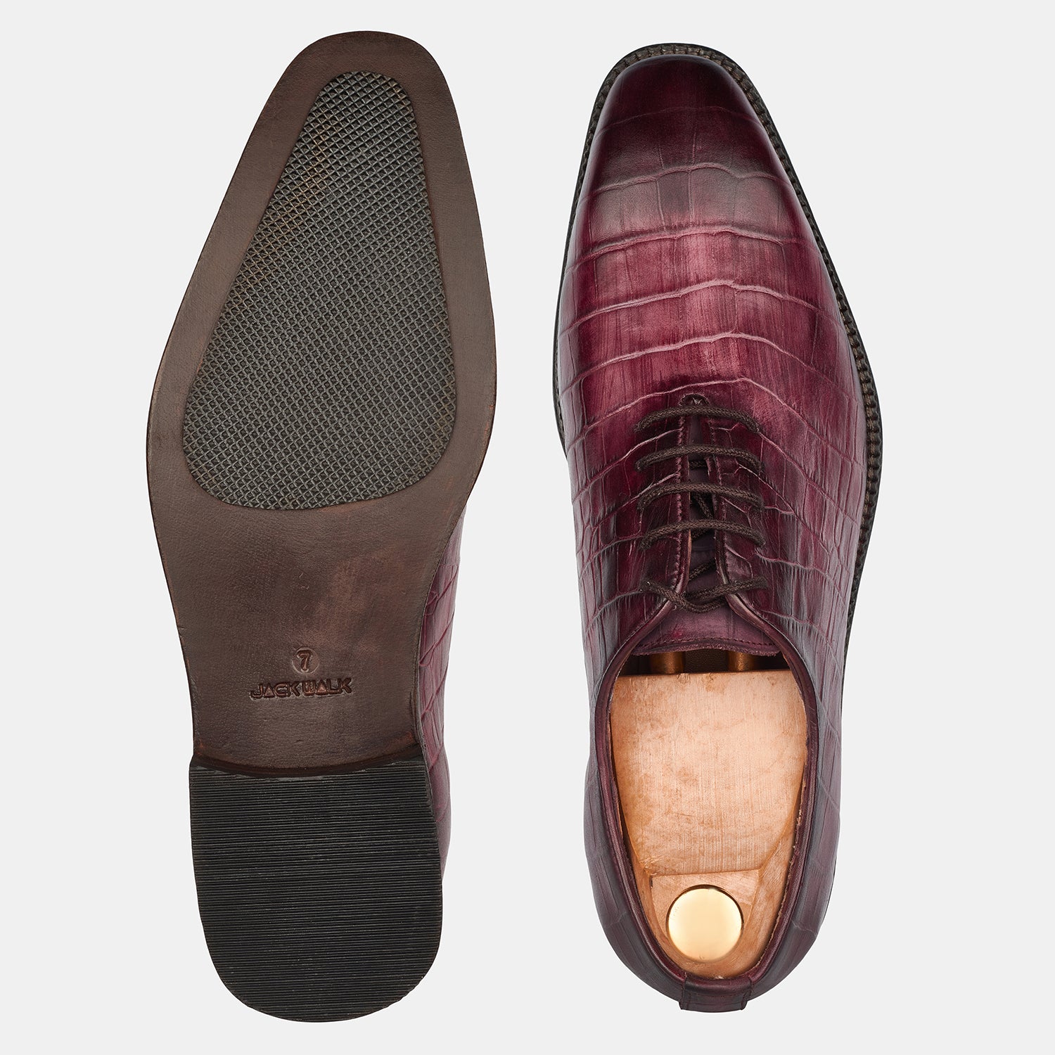 Burgundy Daniel Party Wear Crocodile Shoes