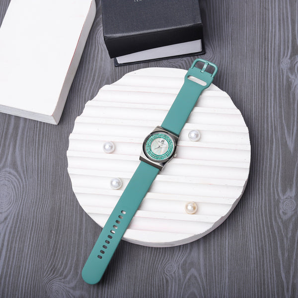 Green Silicon Strap Jack Walk Watch For Women