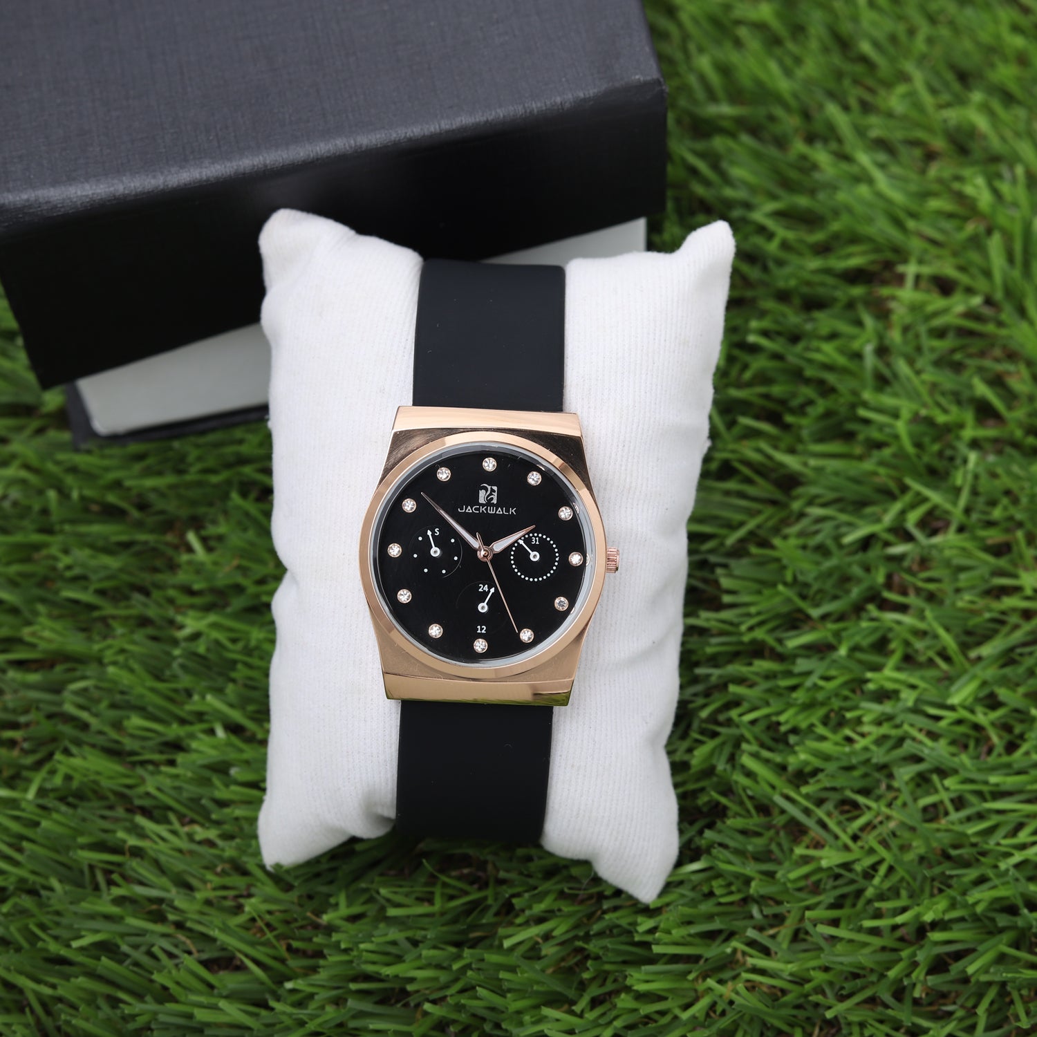 Black Dial Silicon Strap Jack Walk Watch For Women